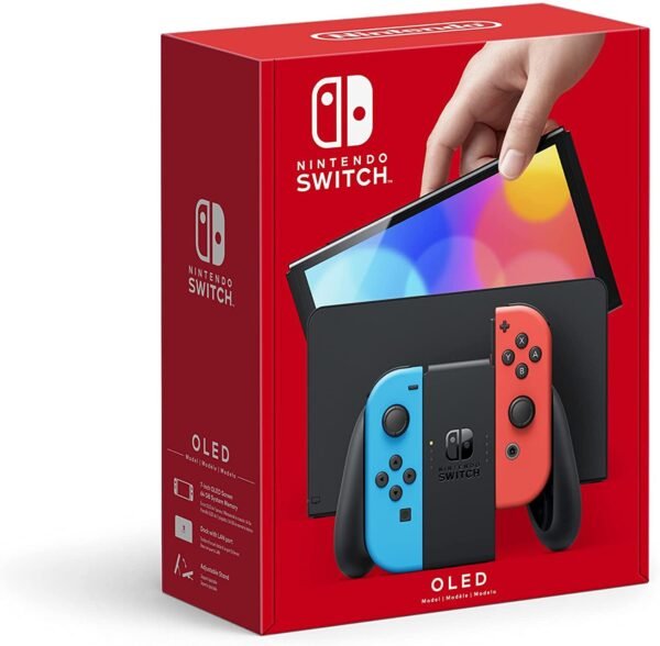 Nintendo Switch OLED with Joy-Con Gaming Console - Neon Blue and Red